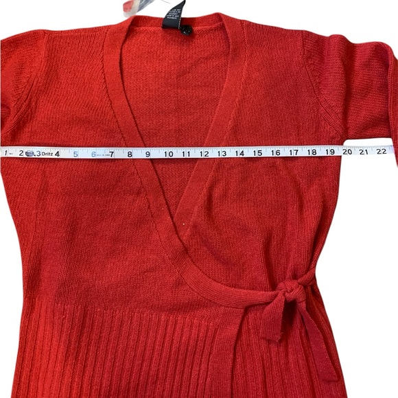 bcbgmaxazria Wrap Sweater Lambswool, Angora and Nylon Red Sz L NWT - Picture 7 of 7